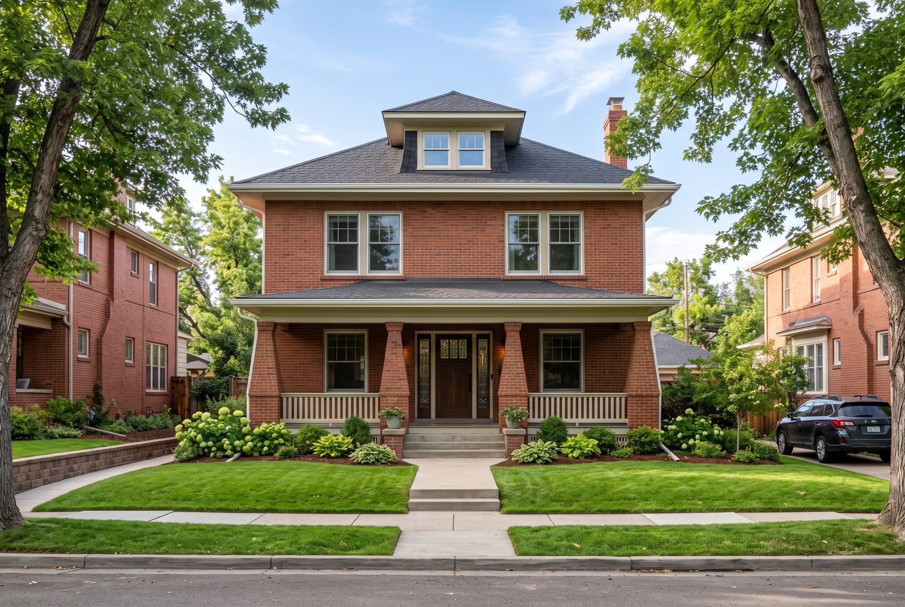 Denver Square with a full front porch, Baker, Denver