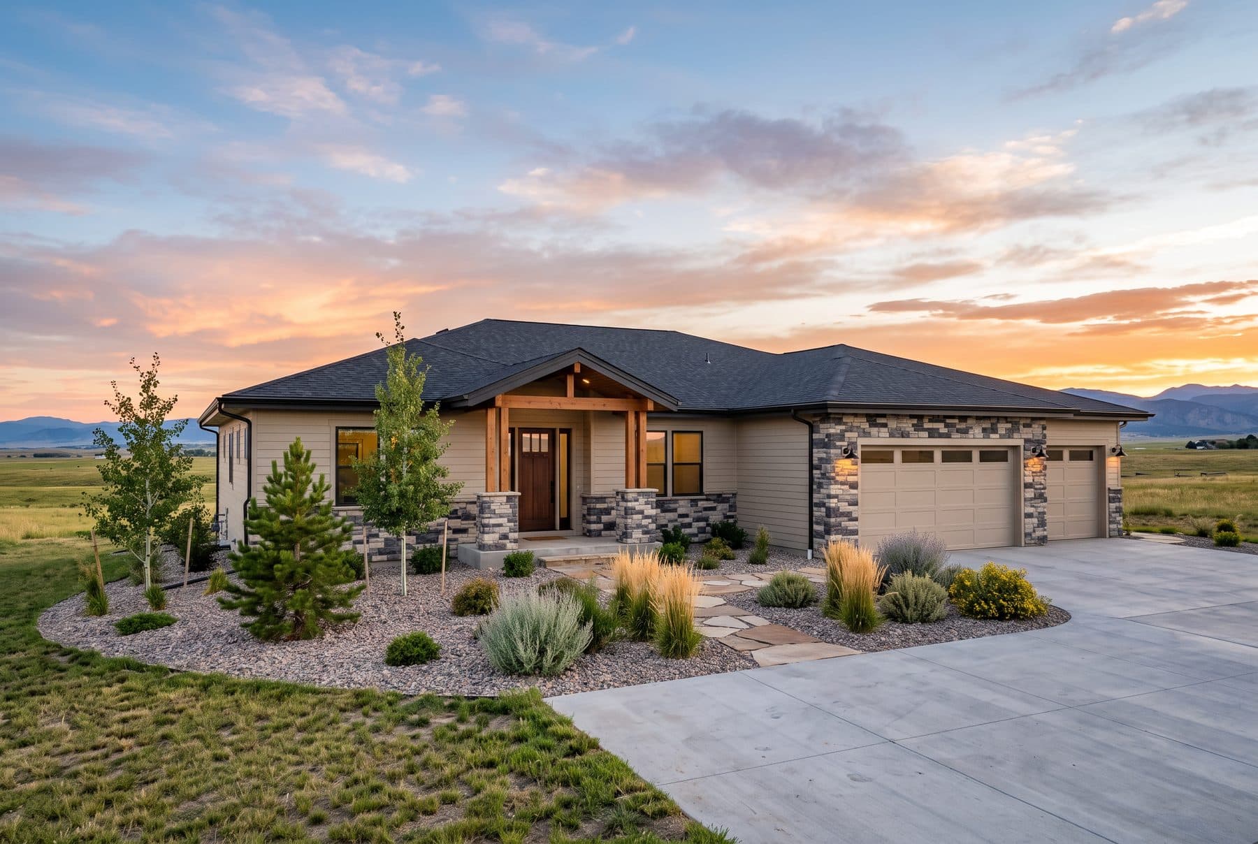 New single-story ranch on the plains, Brighton